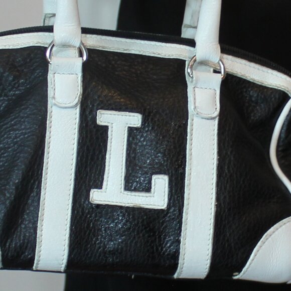 Roots mini leather bag black white with  L letter double zip Made in Canada - Picture 9 of 9